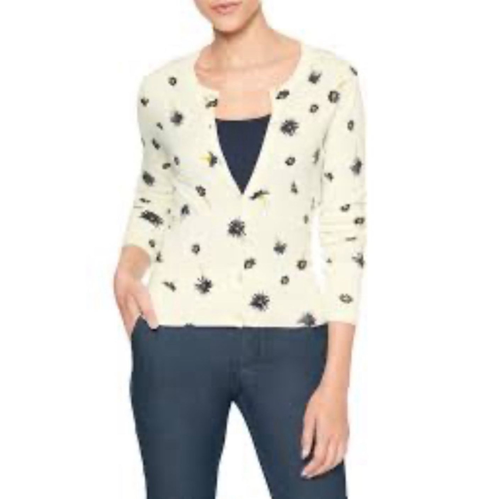 Women's Gap Daisy Print Cardigan Sweater Size S White